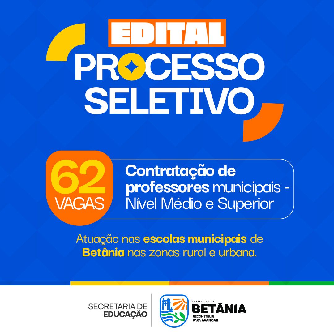 Prefeitura de Betânia promove Processo Seletivo Simplificado: Contratação de Professores Municipais – Nível Médio e Superior
